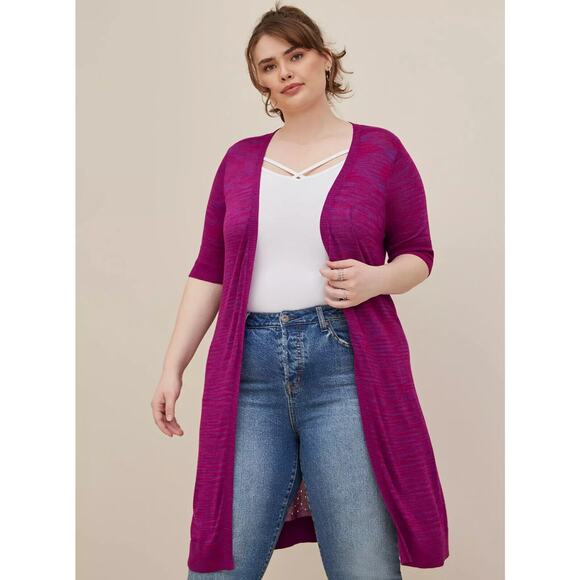 torrid Sweaters - Torrid Space Dye Duster V-Neck Button Front Sweater Long Cardigan Plus Size 3 3X